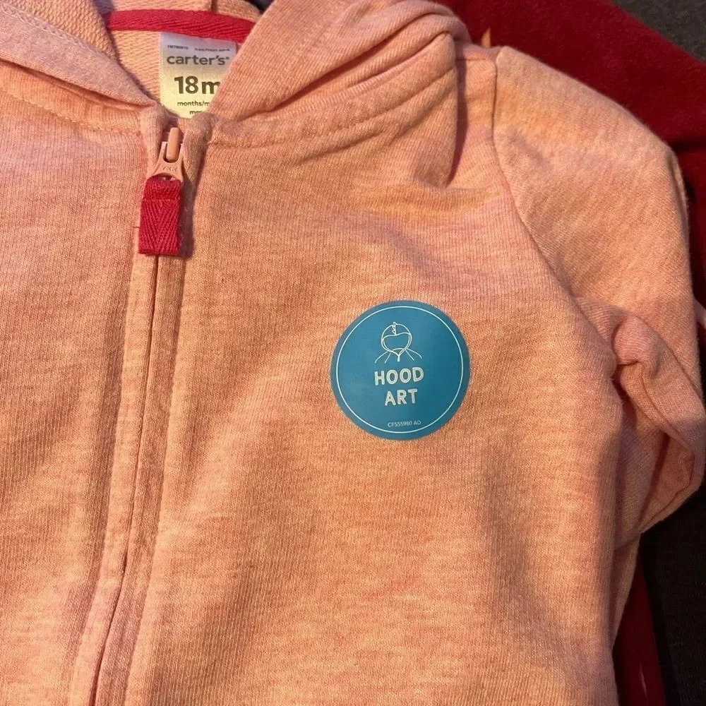 Carter's Infant 2-pack hooded Jumpsuit pink and burgundy color